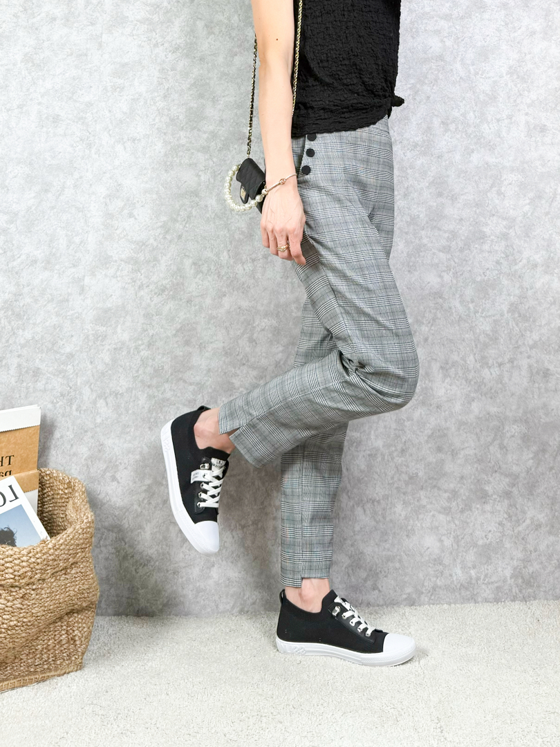 OL必收涼感格紋西褲