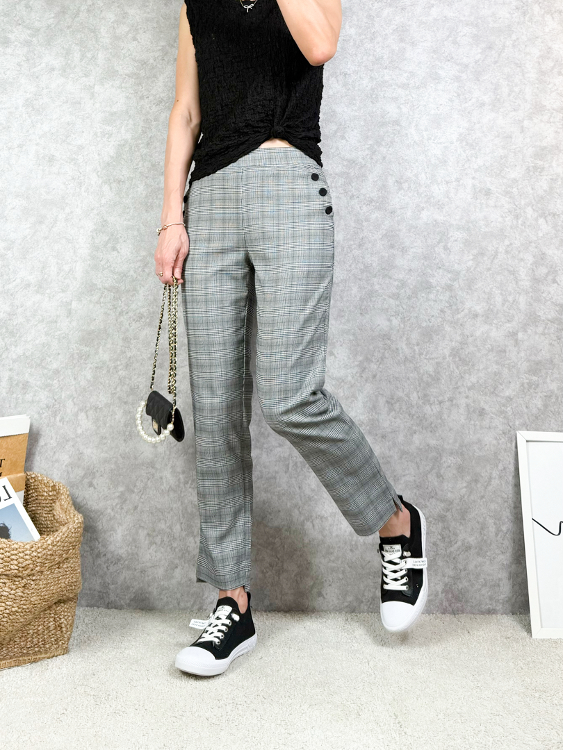 OL必收涼感格紋西褲