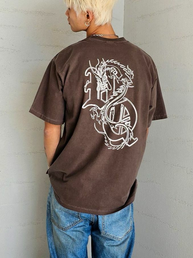 洗水英文字圖案短袖Tee VENTIQUE-045T