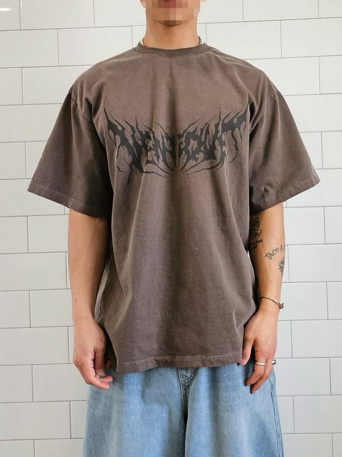 洗水英文字圖案短袖Tee VENTIQUE-048T