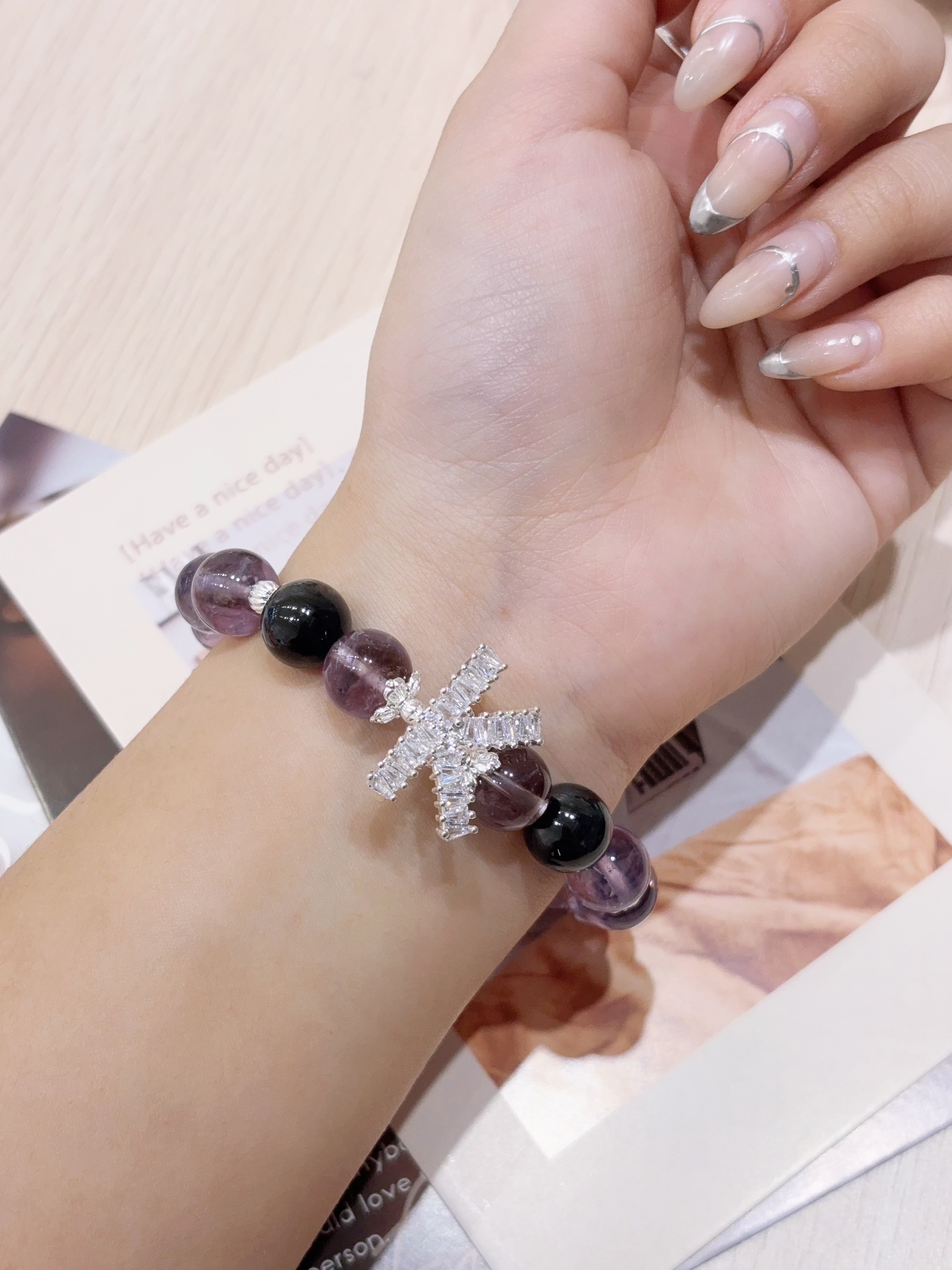 蝶運盈財｜蝴蝶結金運石/紫水晶手鍊