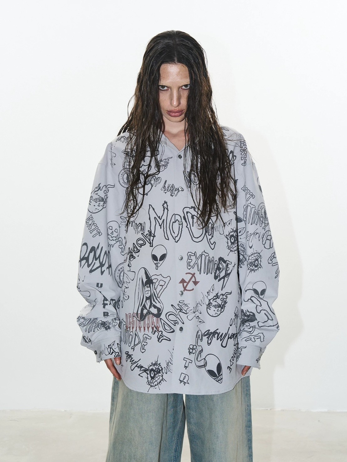 BLINDNOPLAN  塗鴉印花 長袖襯衫