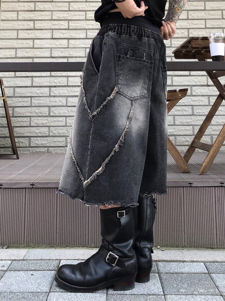 不修邊設計七分牛仔短褲