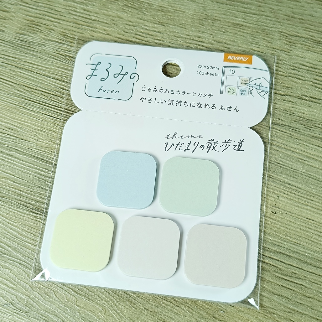 日本BEVERLY．迷你方形圓角便利貼 陽光漫步 FS-097