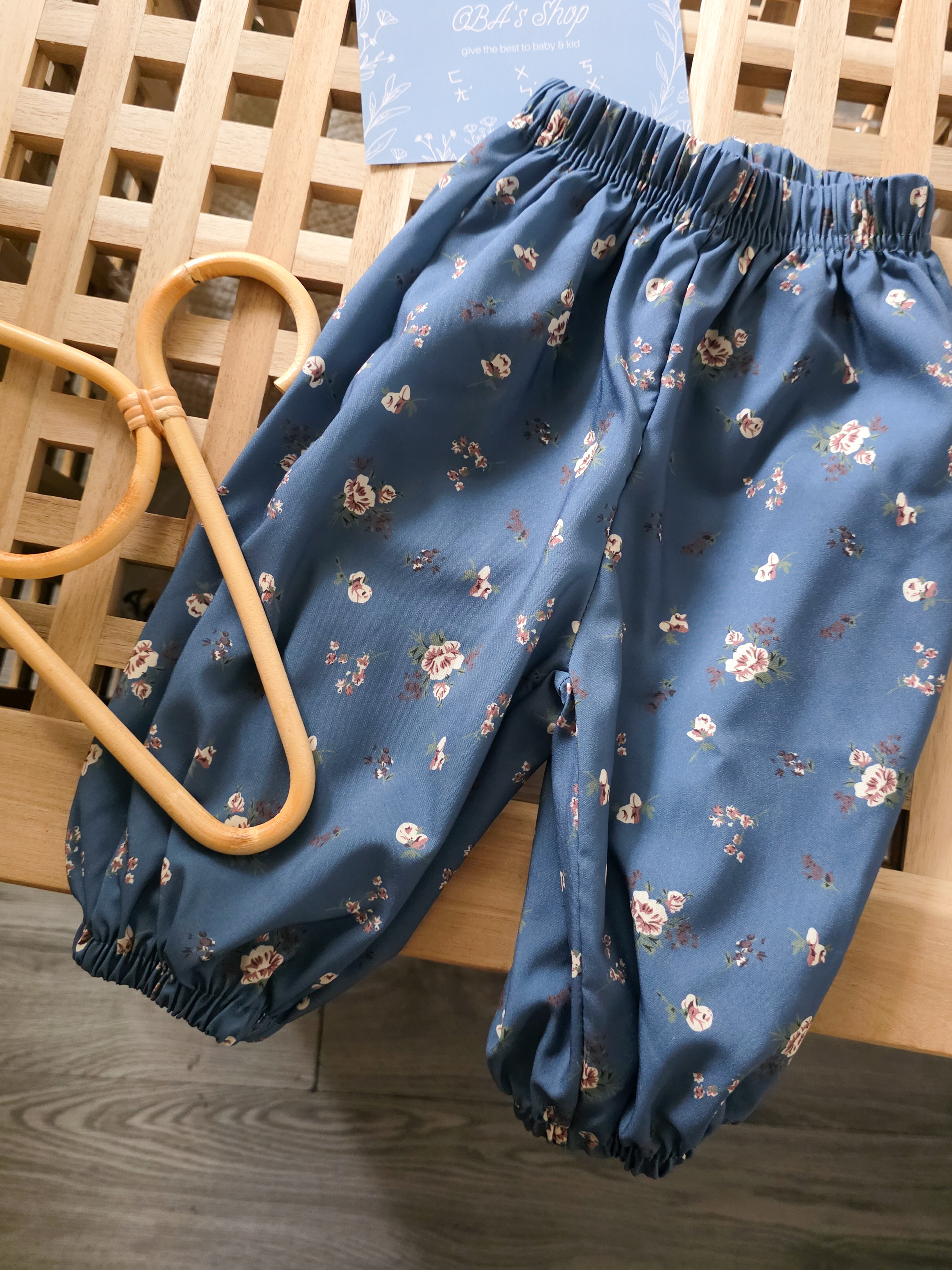 深藍小花朵 防蚊褲