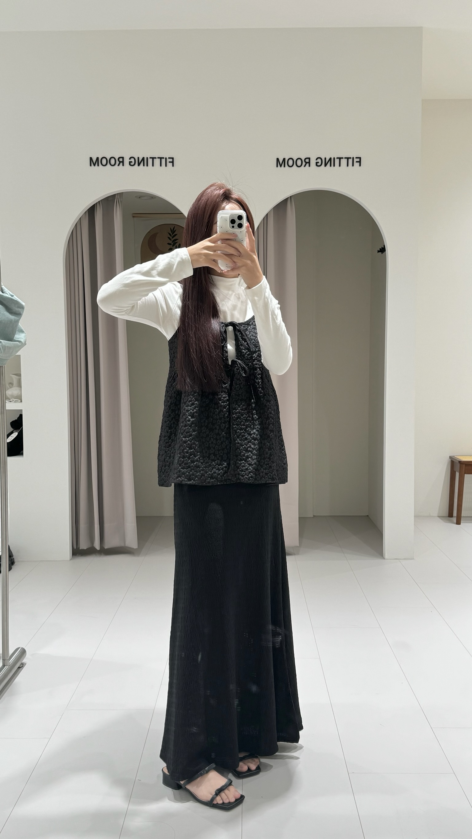 緹花雙綁帶背心