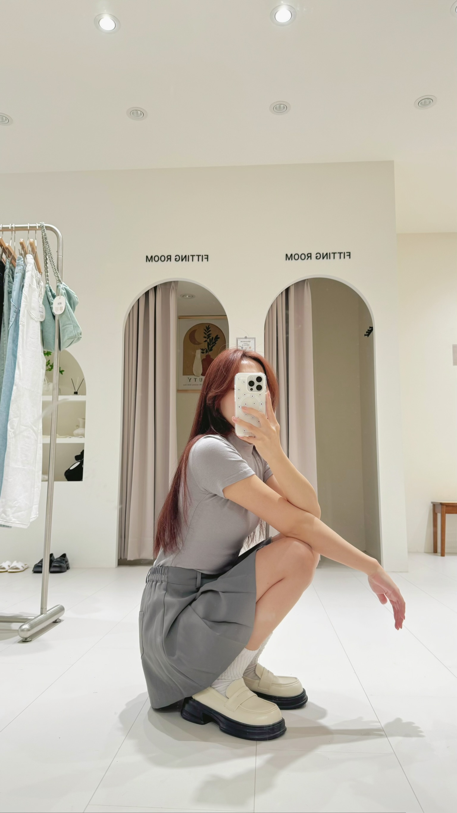 西裝料壓褶短裙