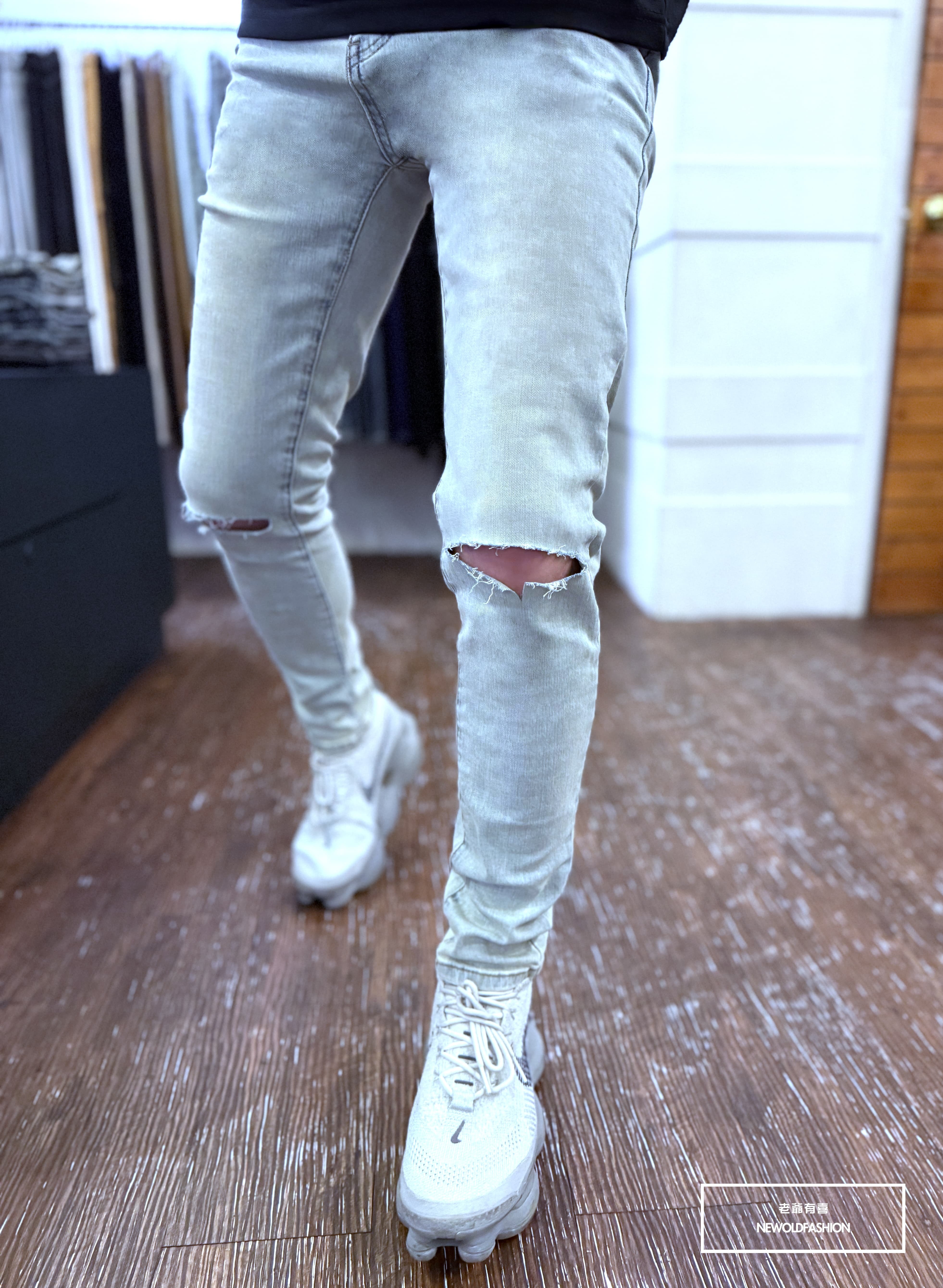 『新品上市』重磅復古水洗T字破壞小直筒褲(NOF25043079)