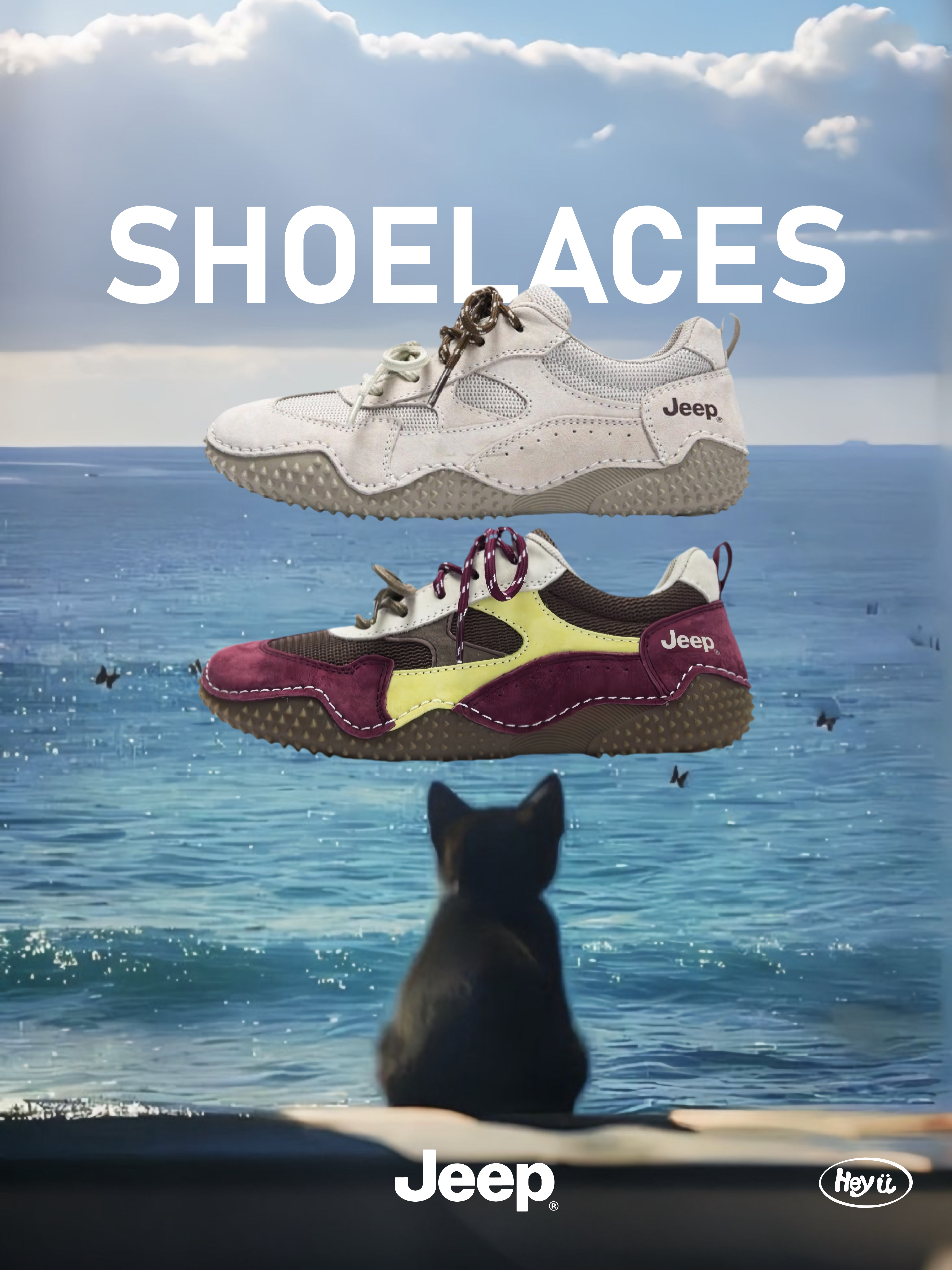 JEEP 雙鞋帶設計款(灰/安可拉紅)