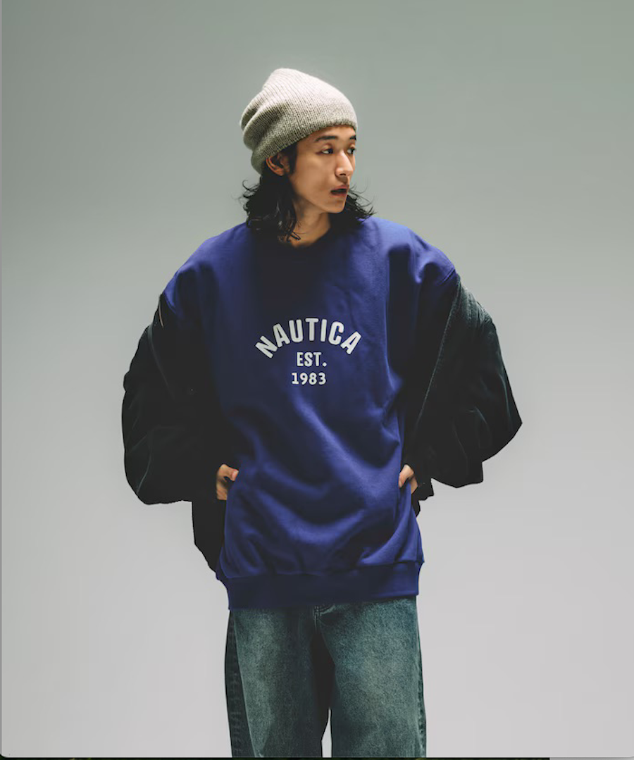 NAUTICA JP® arch logo 貼布小Logo 大學Tee