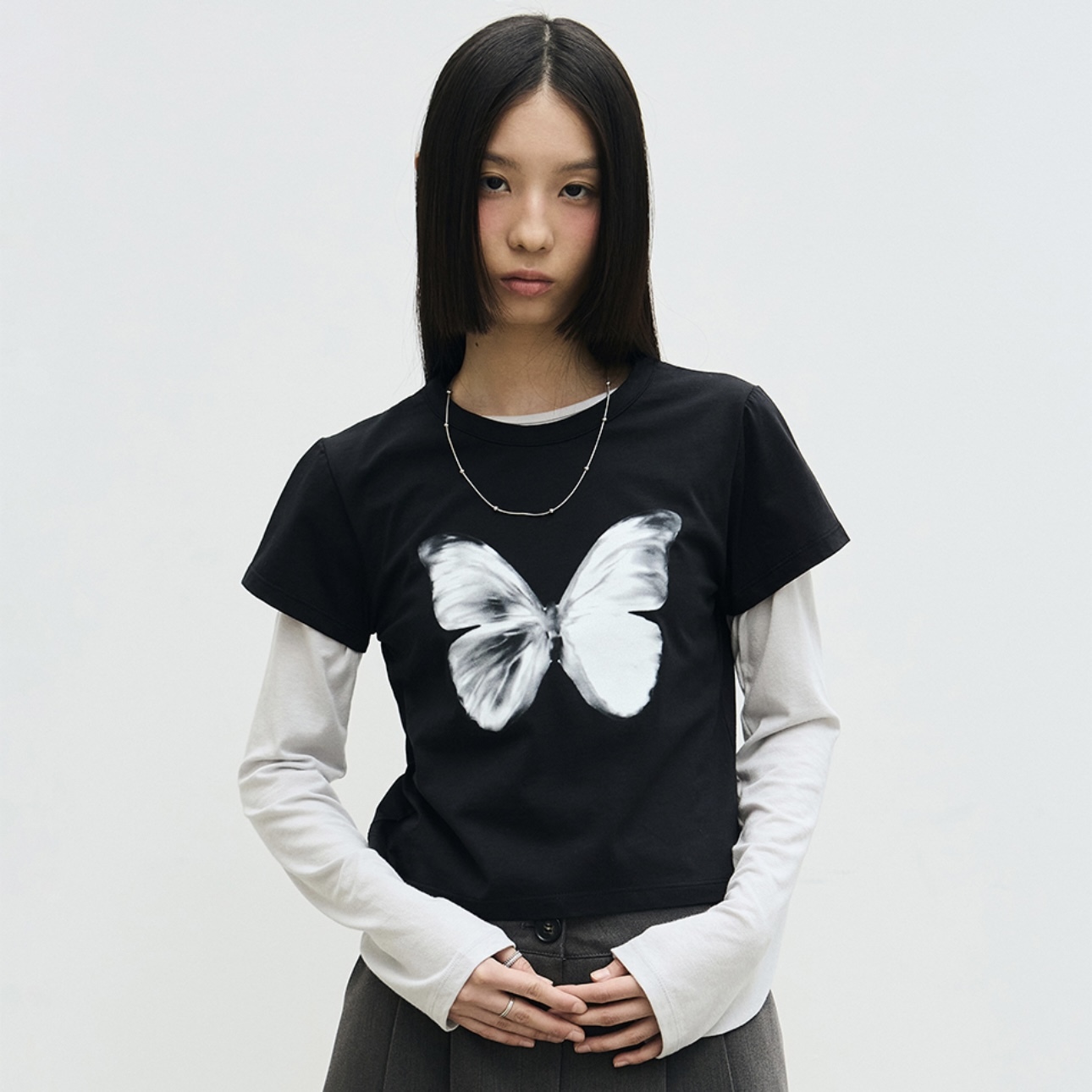 韓國 NICK NICOLE 大蝴蝶 彩色蝴蝶 短版 女版 短Ｔ /預購