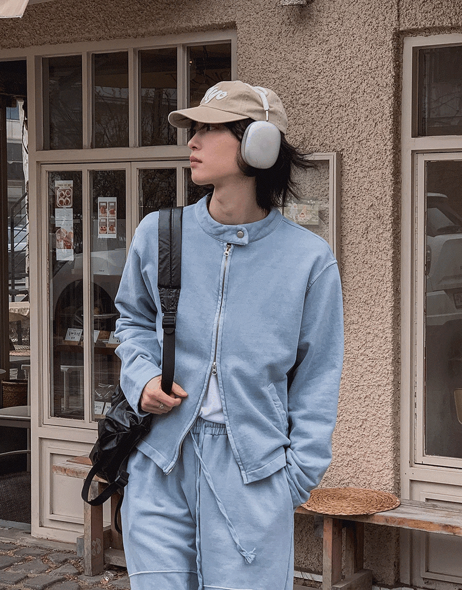 水洗按扣半短拉鍊衫外套