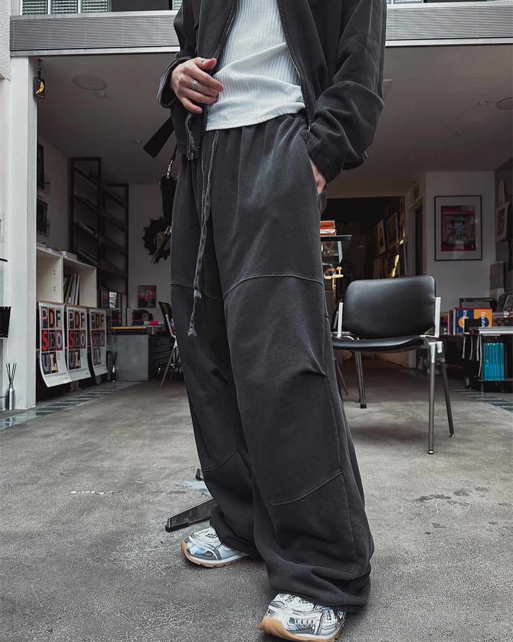 水洗休閒抽繩棉褲運動褲