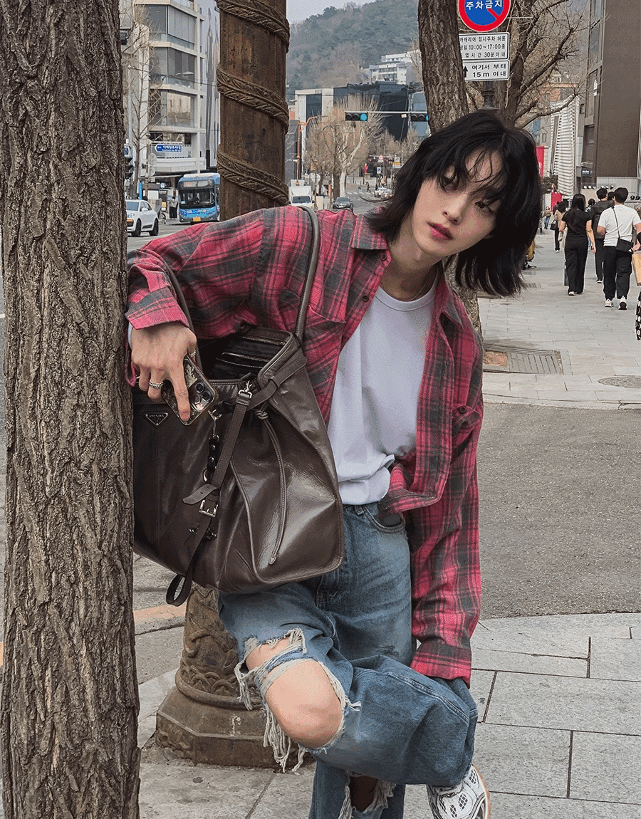 Heb 格紋短版襯衫