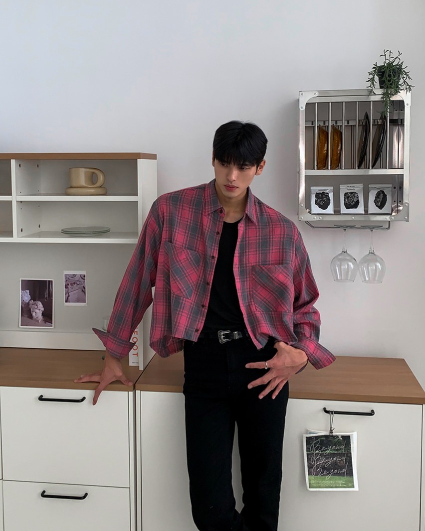 Heb 格紋短版襯衫