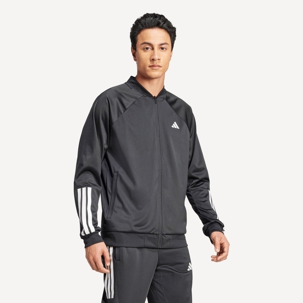 ADIDAS 外套 3S KNIT JKT 黑色 三線 內磨毛 運動外套 男 JH3279