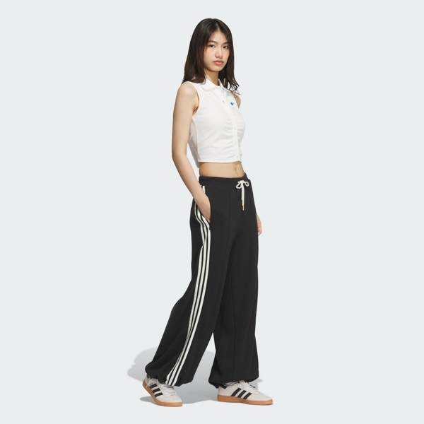 ADIDAS 長褲 CNY W JERSEY P 黑 寬版 復古 三線褲 女 JL8436