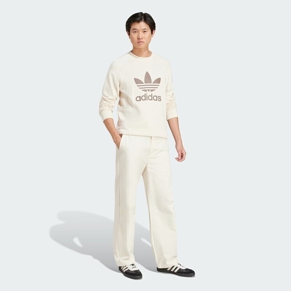 ADIDAS 大學T TREFOIL CREW 米咖色 復古 三葉草 男 JN7007