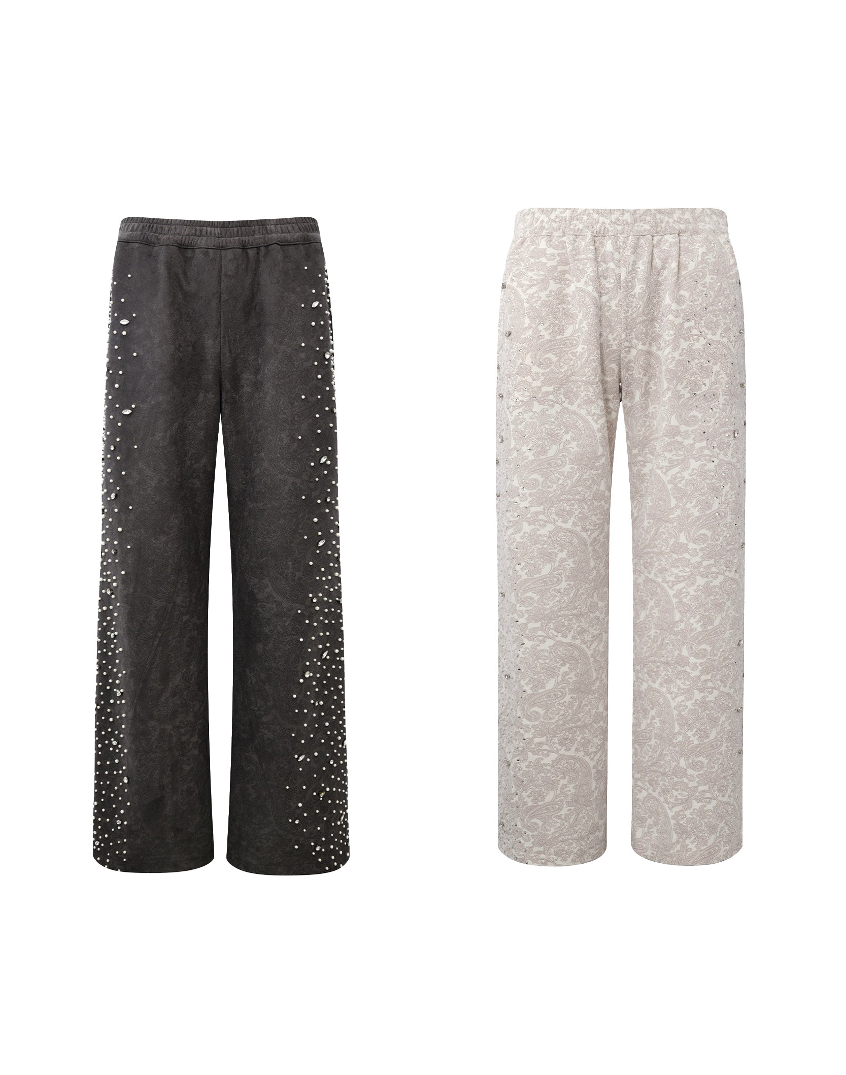 BIRTH OF ROYAL CHILD｜Cashew Blossom Pearl Sweatpants (BLK/WHT)