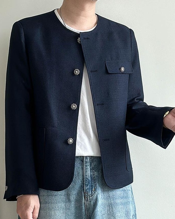 Soroy 圓領粗花呢外套