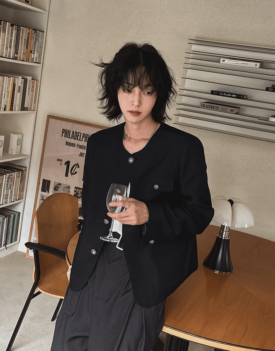 Soroy 圓領粗花呢外套