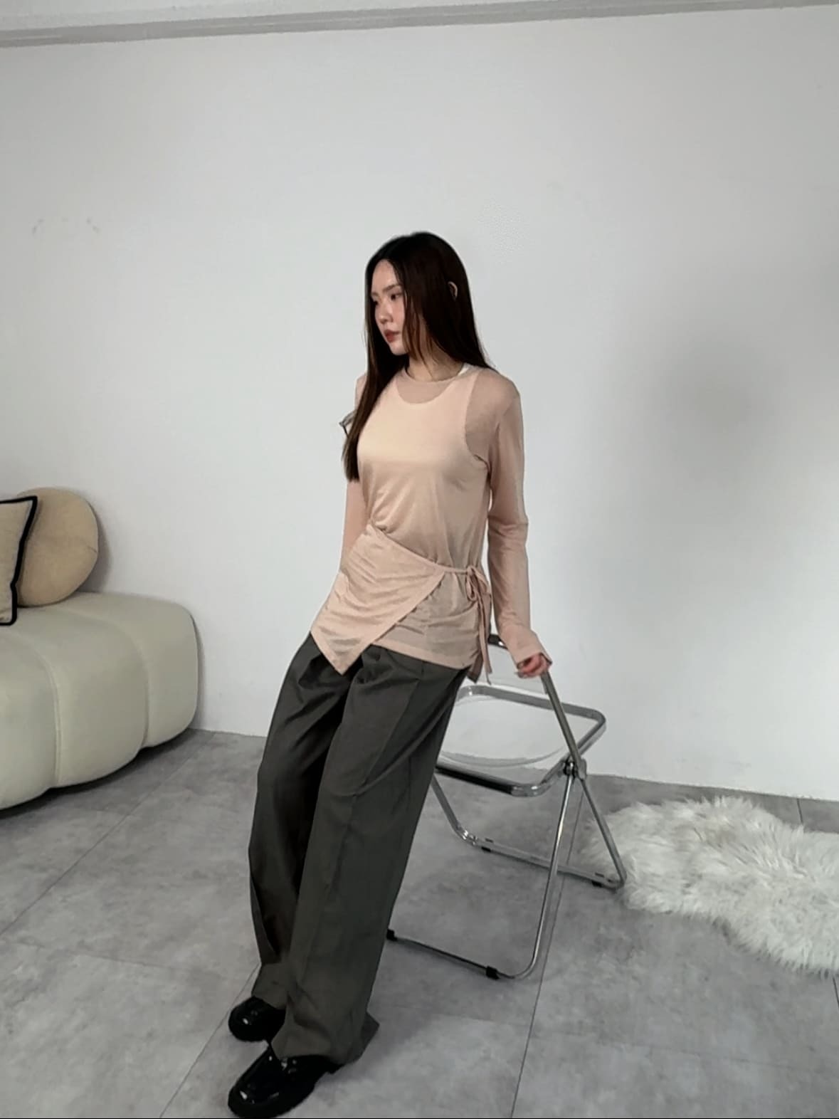 中摺設計感西裝寬褲