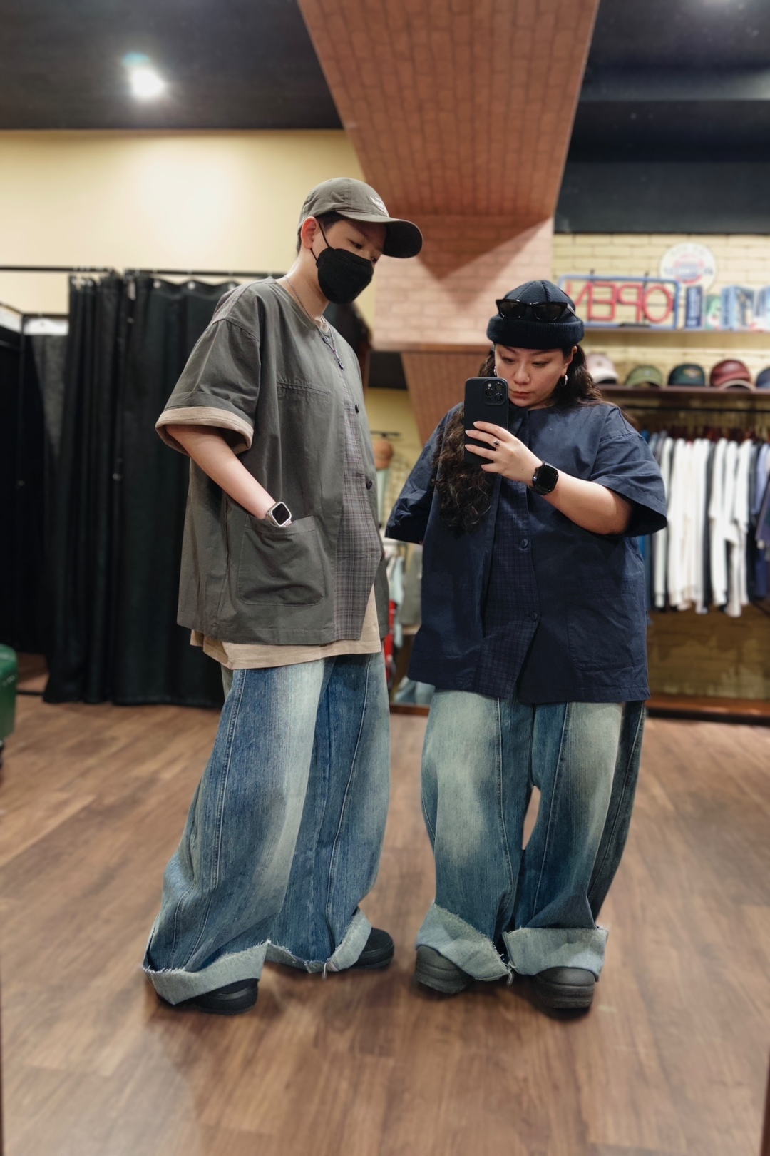 日系不規則格紋開襟衫