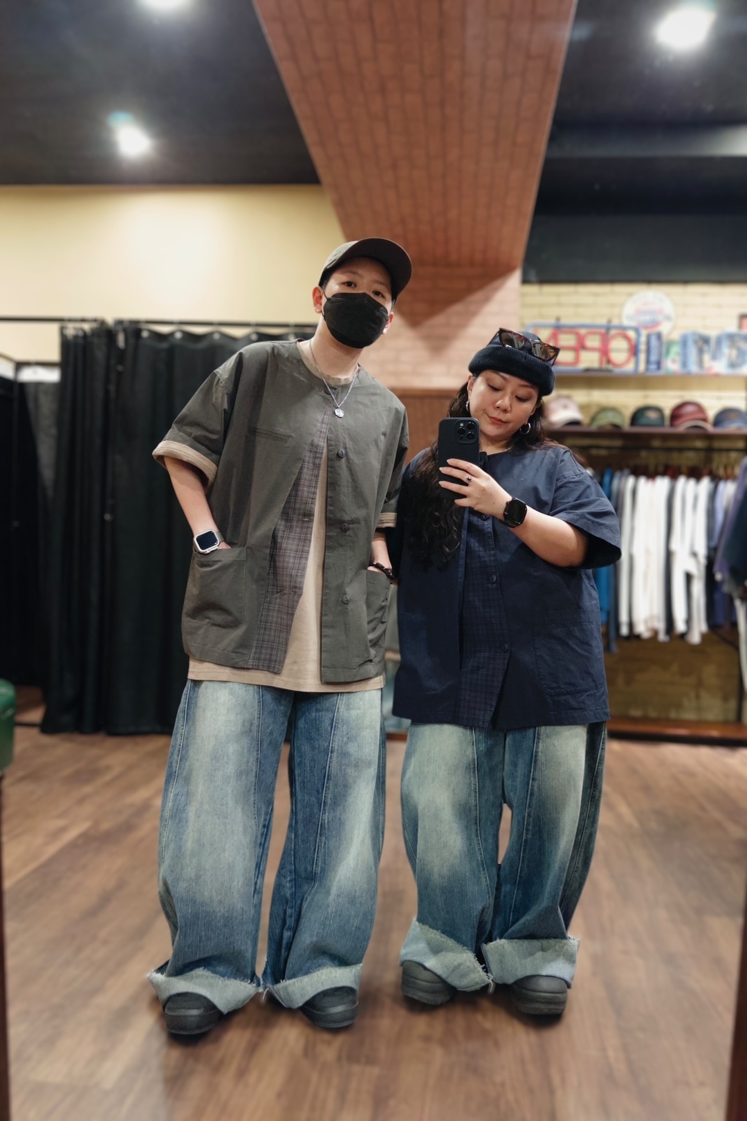 日系不規則格紋開襟衫