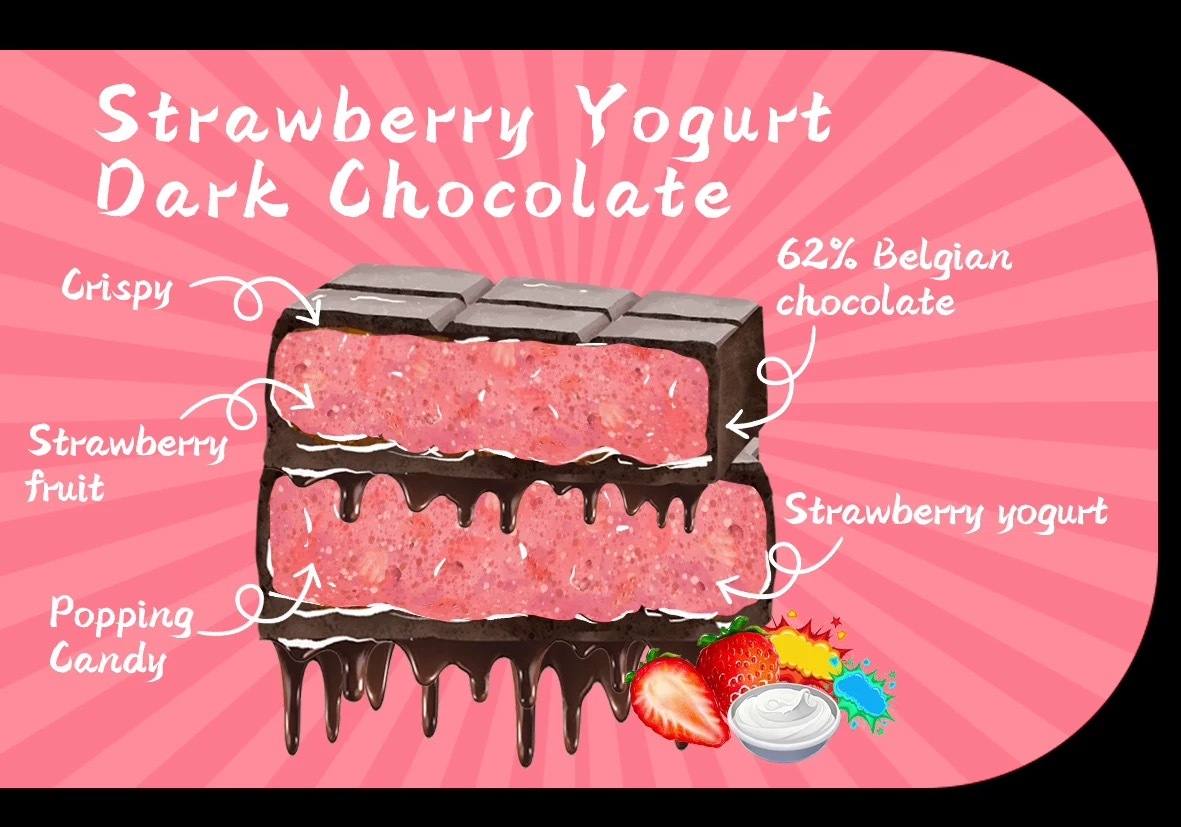 Strawberry Popping Candy Dark Chocolate Bar (180g)