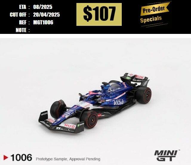 PO-$107 * MINI GT * 1:64 #1006 RB VCARB 01 #3 Daniel Ricciardo 2024 F1 2024 Bahrain GP [OD07/04]