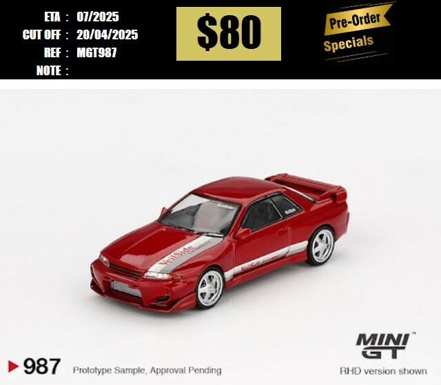 PO-$80 * MINI GT * 1:64 #987 Nissan Skyline GT-R (R32) VeilSide Combat C-I Gem Red RHD [OD07/04]