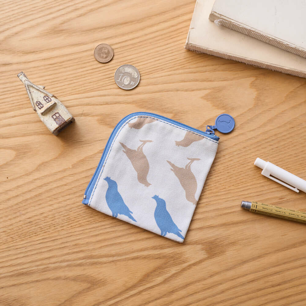 Zipper Card Purse/Crested Myna No.5/Warm Sand