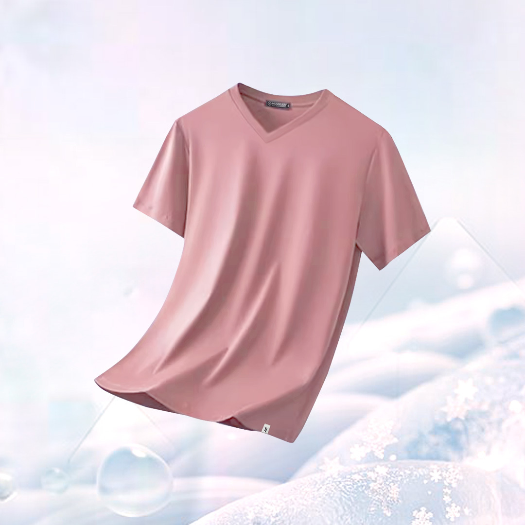 Sorona冰感認證-V領透沁涼感素Ｔ (兒童款)-櫻花粉