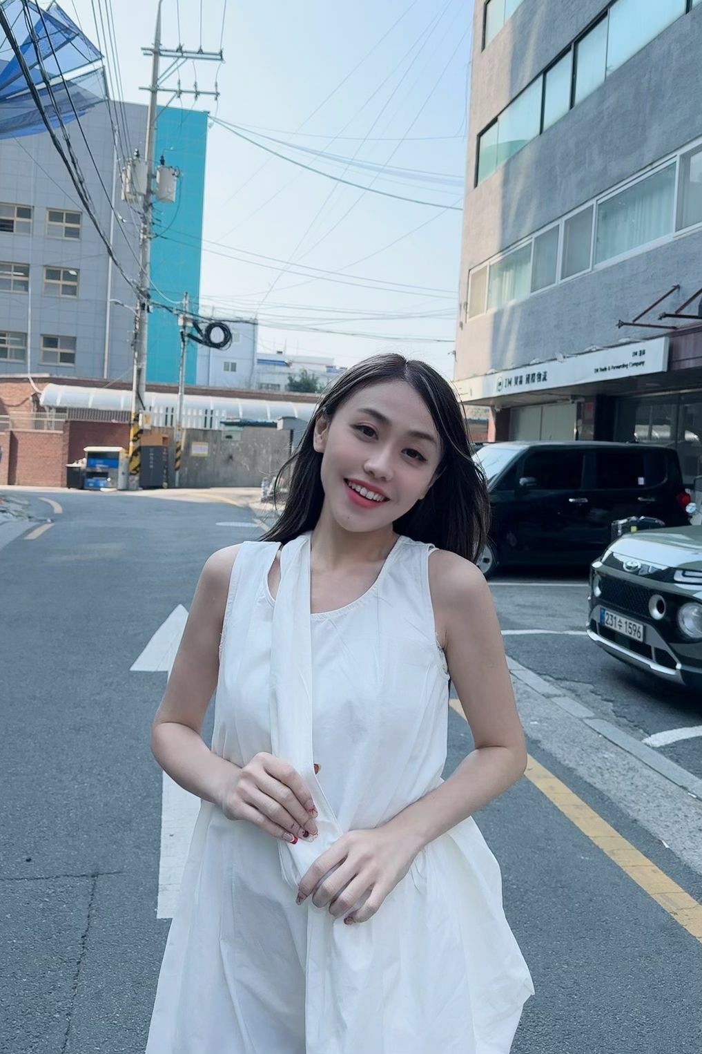 OP#7037🤍月牙袋位直板裙