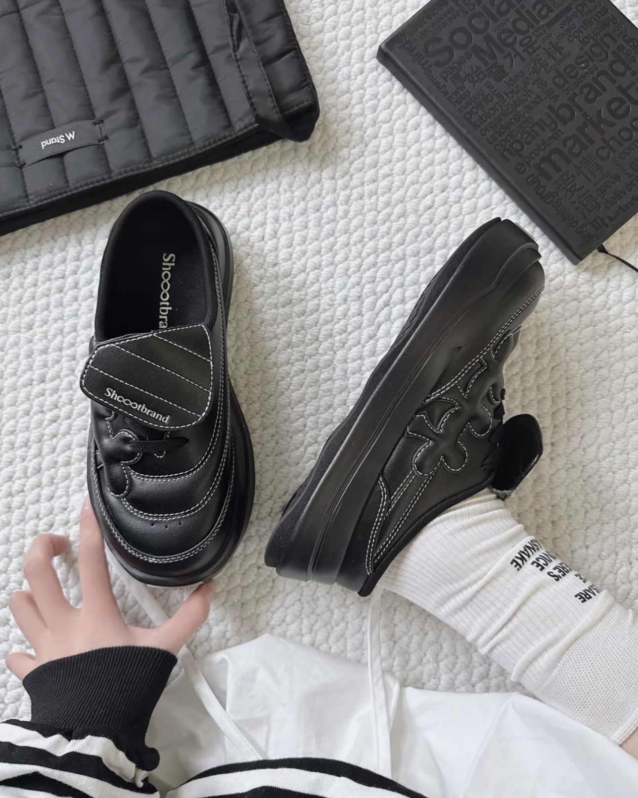 #預購 Shoot Brand Random Lows 'Phantom' 皮革 梅花 厚底 復古 勃肯鞋 黑