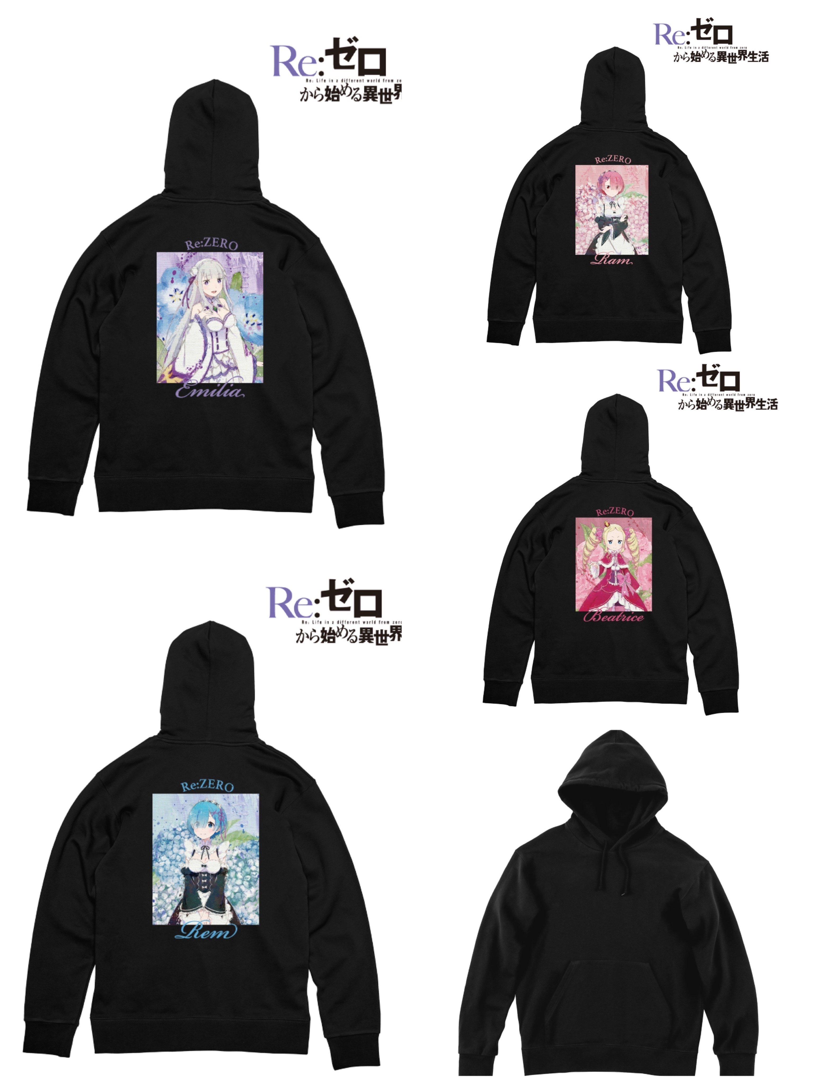 AB86376 預訂 2025/7月 Re:ゼロから始める異世界生活 grunge CANVAS バックプリントパーカー