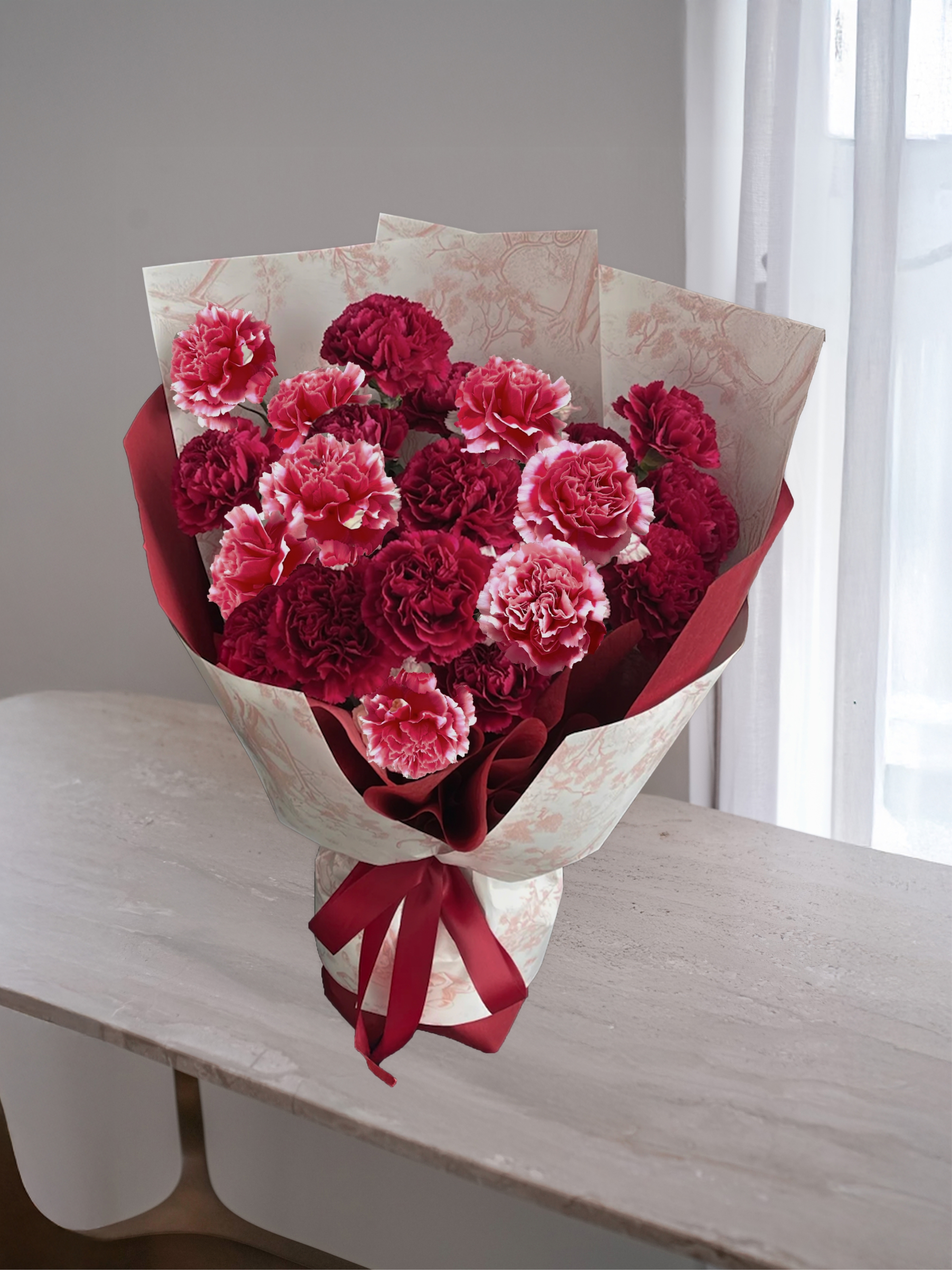 (非季節)滿滿的康乃馨花束-豔紅 / XL /