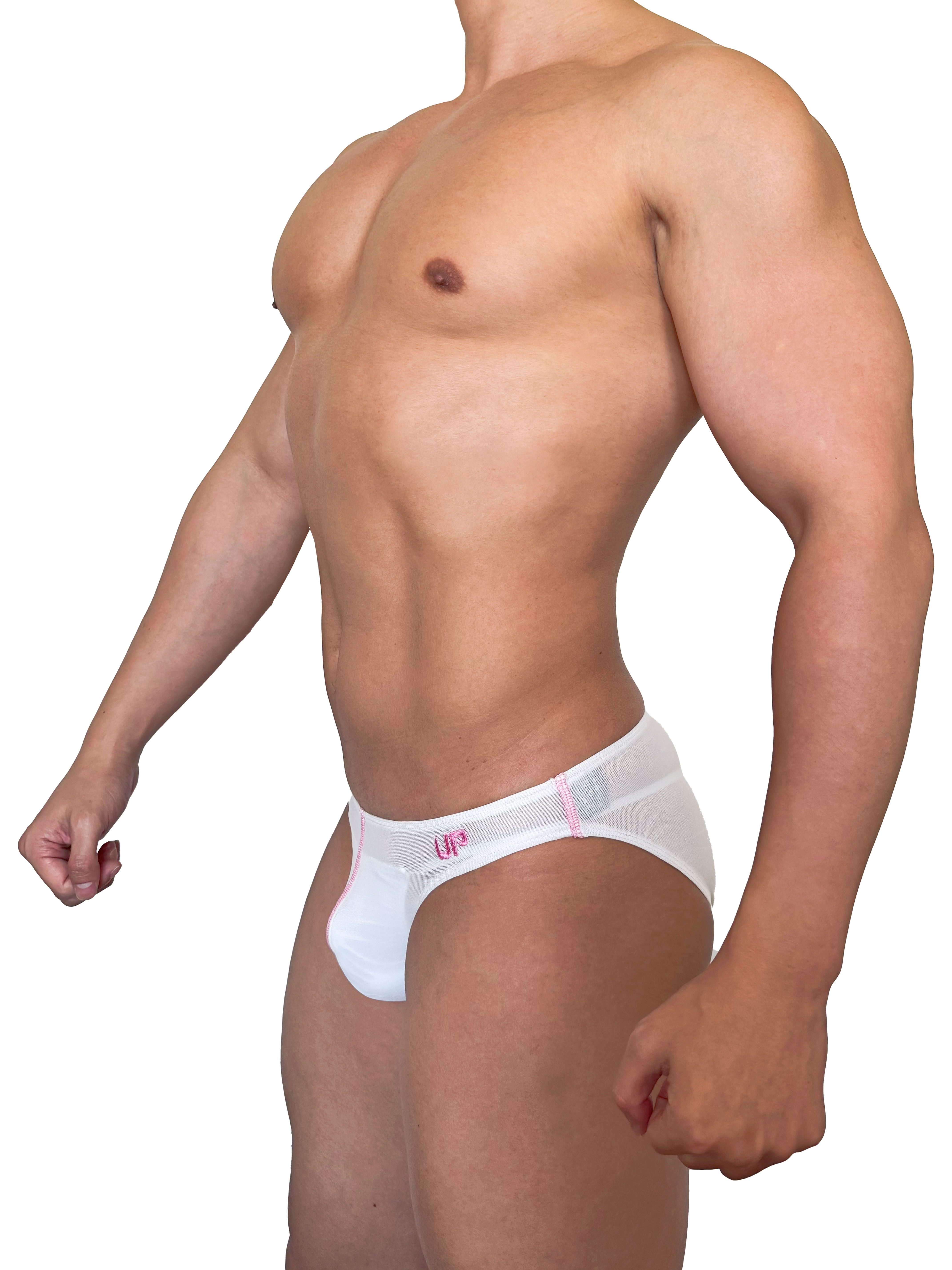 2025 全新色系 - Mesh UP Sport 低腰三角內褲 極透白/粉紅