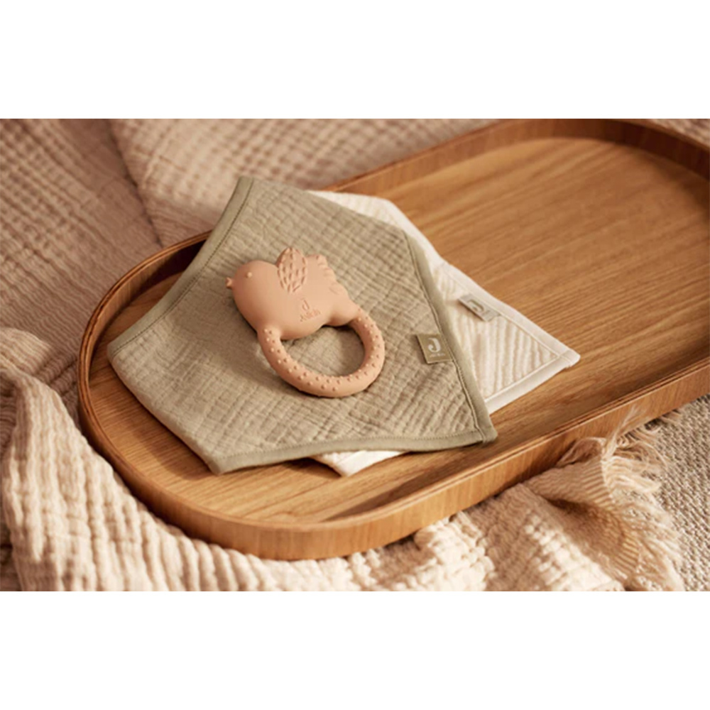 荷蘭Jollein Muslin圍兜2入-Olive Green/Oatmeal