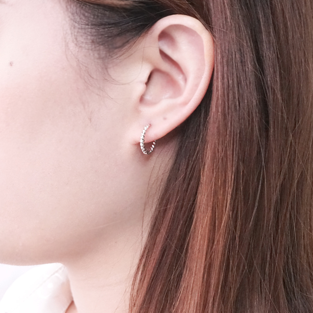 純銀 麻花設計 易扣耳環 925純銀耳環 女生耳環 男生耳環