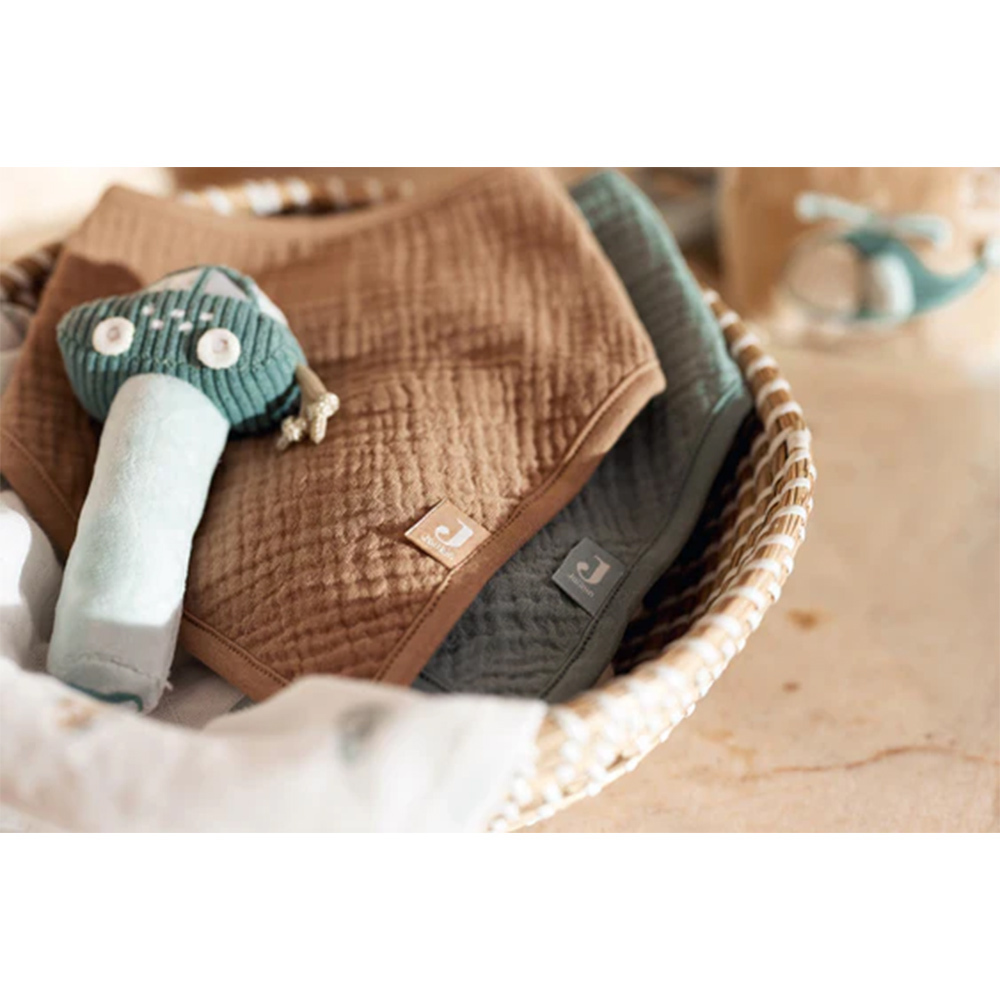 荷蘭Jollein Muslin圍兜2入-Sea Green/Biscuit