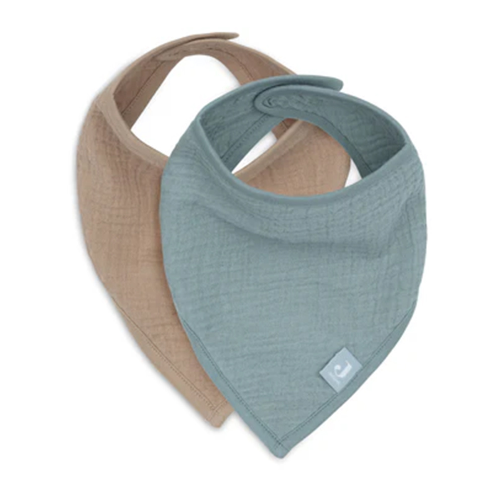 荷蘭Jollein Muslin圍兜2入-Sea Green/Biscuit