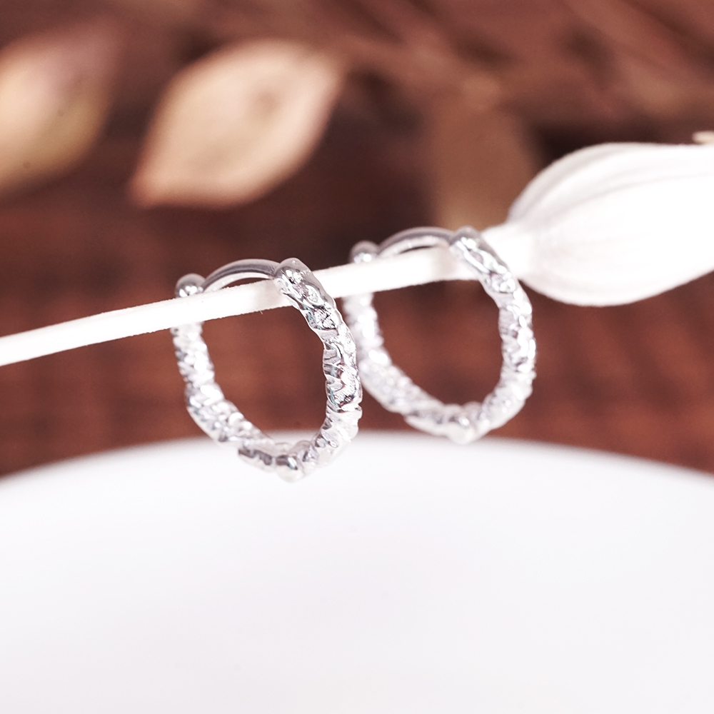 純銀 脈動銀光 易扣耳環 925純銀耳環 女生耳環 男生耳環