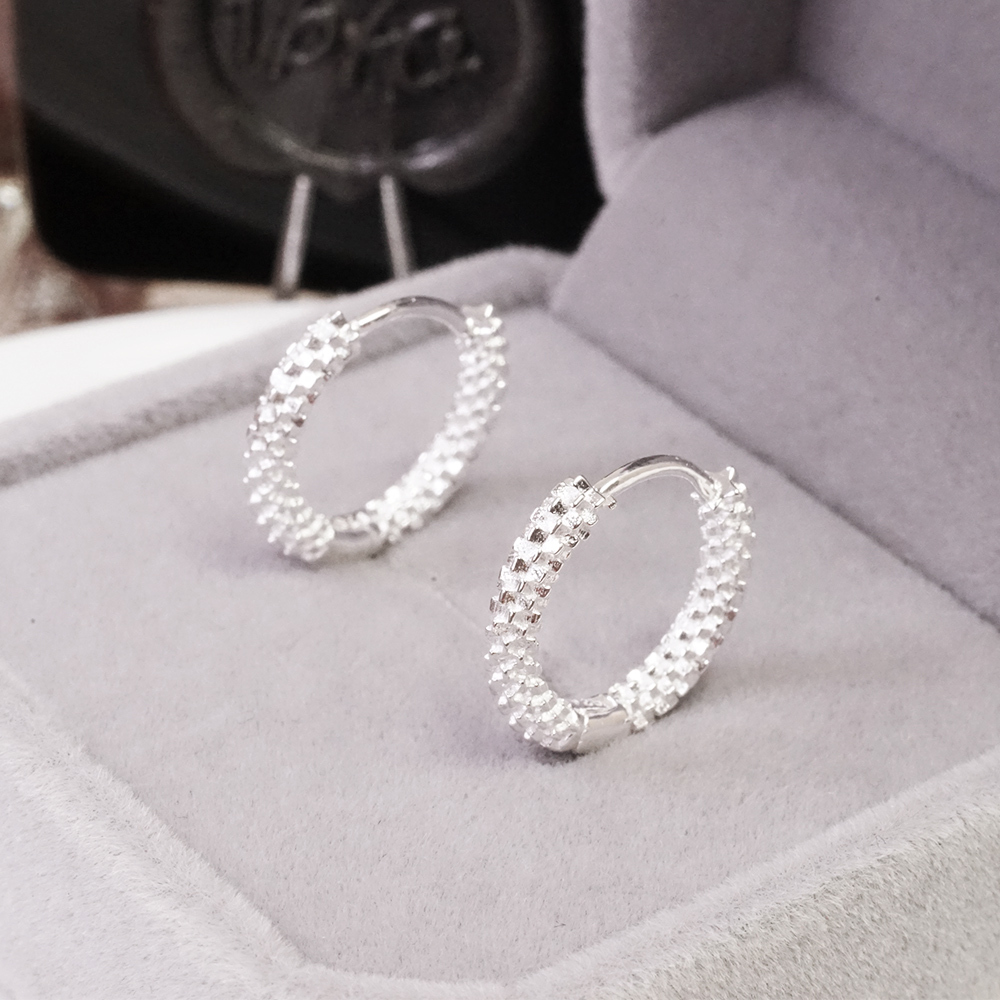 純銀 繁星交織 易扣耳環 925純銀耳環 女生耳環 男生耳環