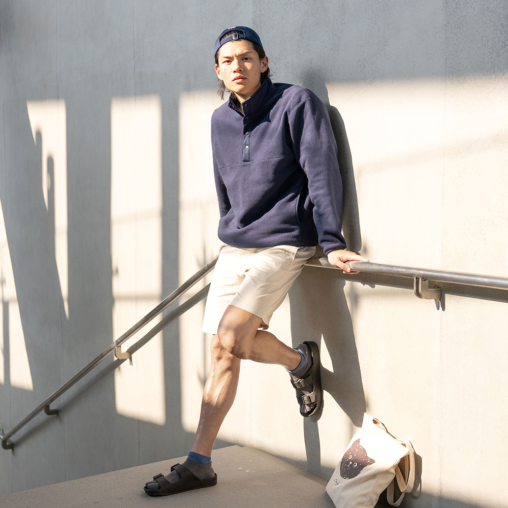 《日和ひより》立體足間五趾襪-暖灰藍-船型-L〈除臭/厚底〉