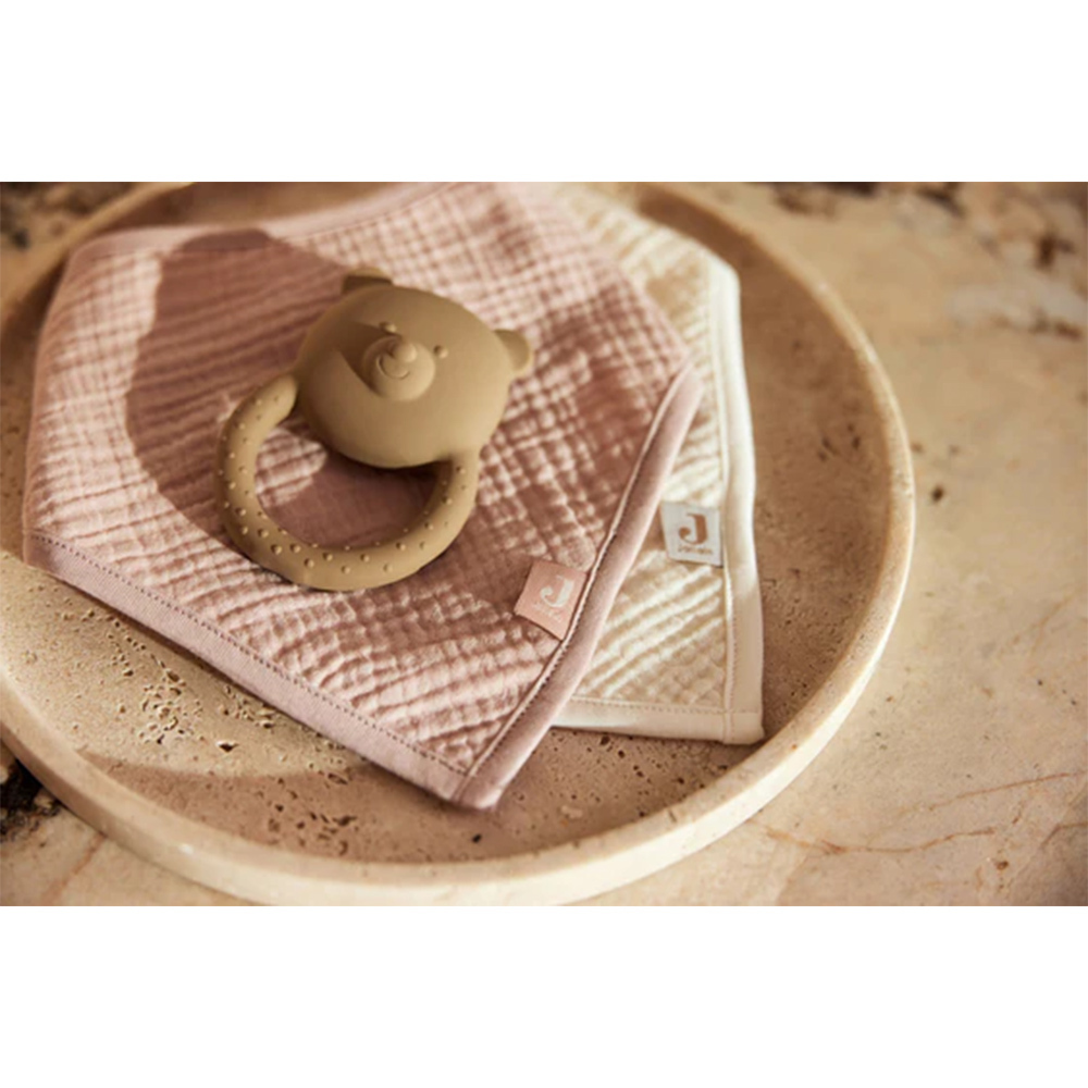 荷蘭Jollein Muslin圍兜2入-Wild Rose/Oatmeal