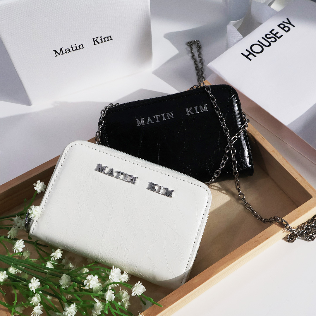 MATIN KIM GLOSSY COMPACT WALLET 皮革 側背包 皮夾 零錢包 現貨