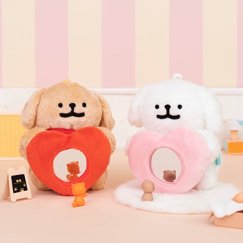 MALTESE 線條小狗 愛心隨身鏡 化妝鏡 吊飾 鑰匙圈 / 預購