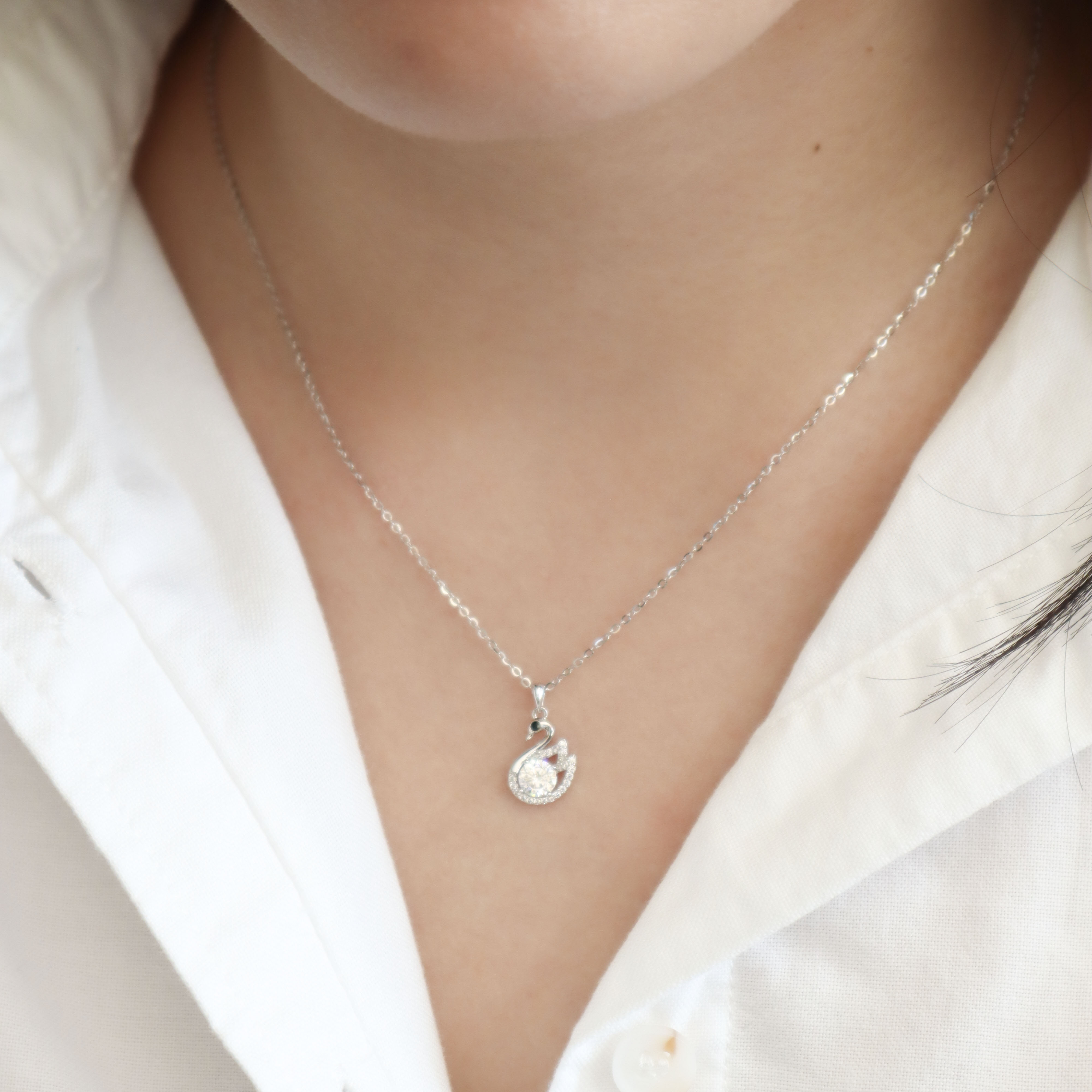 Silver/天鵝湖．莫桑鑽項鍊