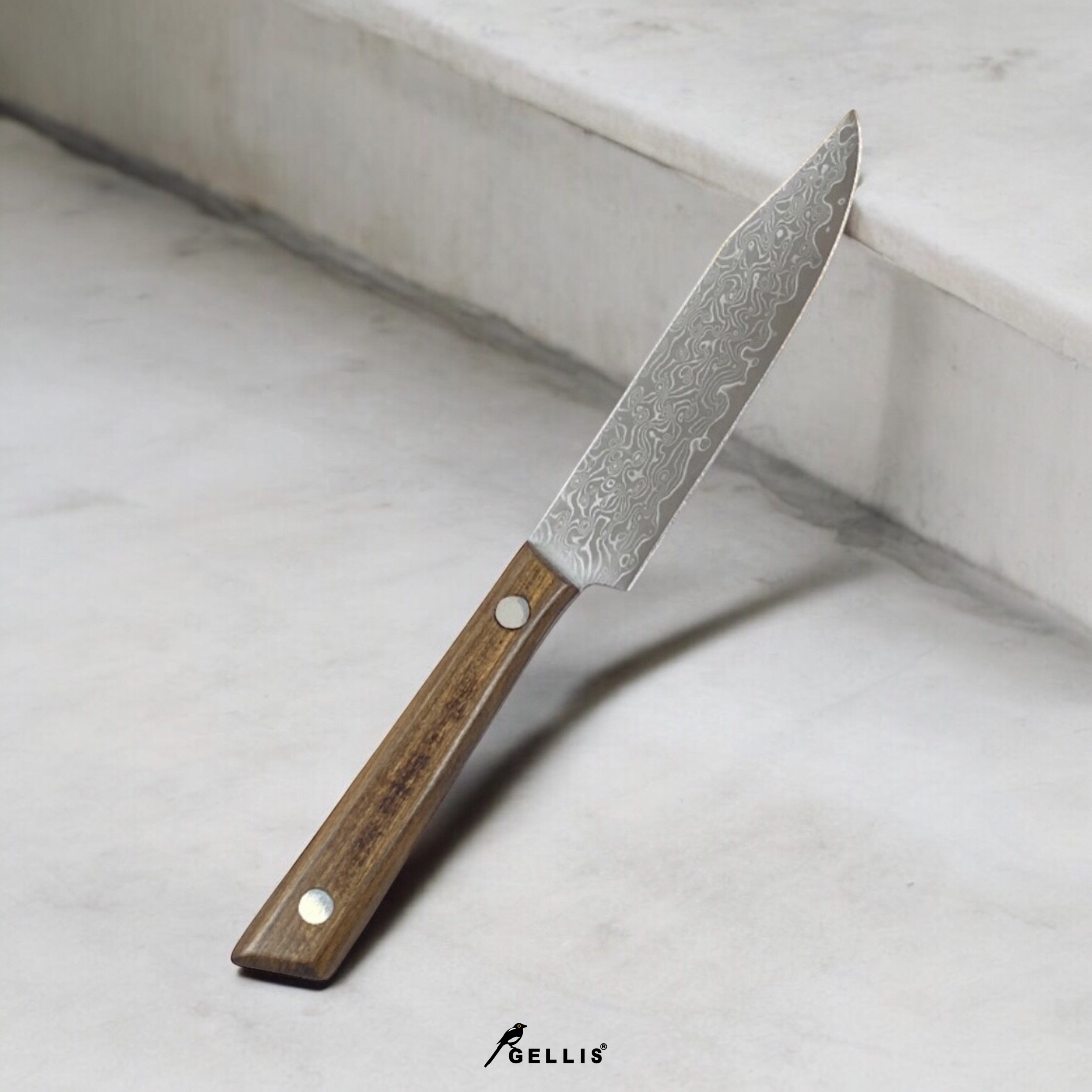 VIKING 維京海盜款檀木柄鍛打大馬士革鋼切肉刀水果刀OUTDOORS戶外登山野營刀